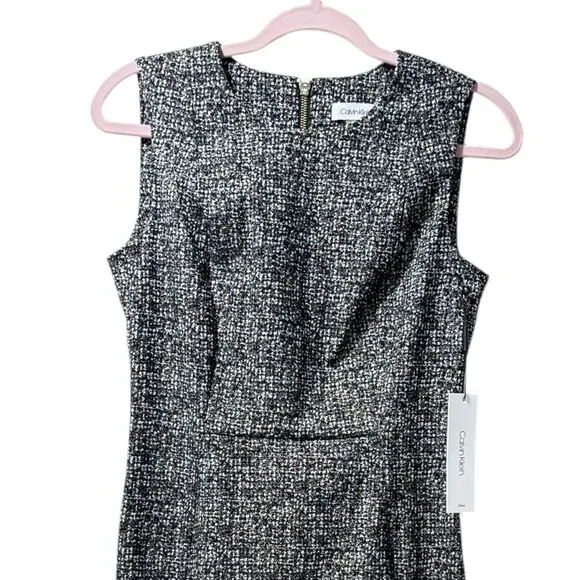NWT Calvin Klein Women's Black Metallic party cocktail Sheath Dress